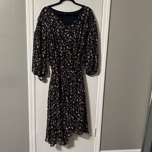 Navy blue and pink floral dress